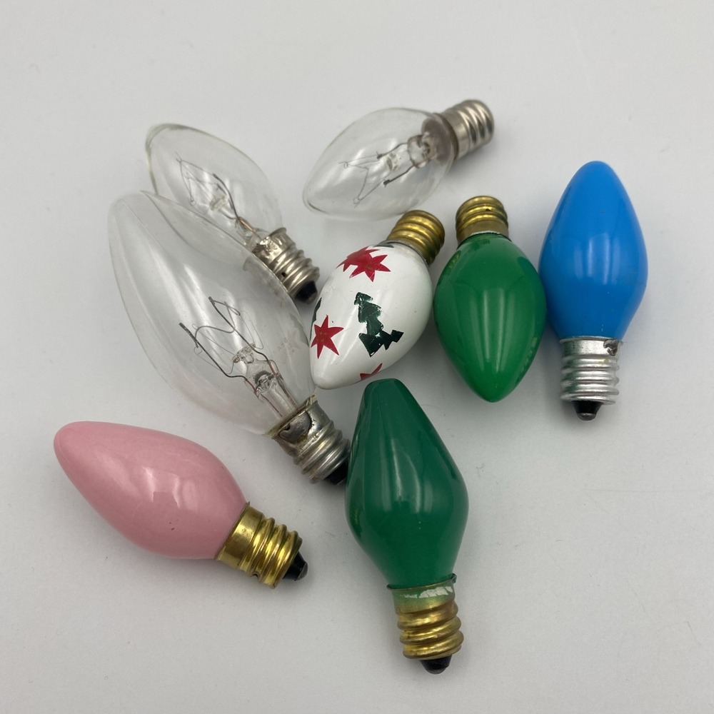 Vintage C7 Bulb Lot Of 8 Christmas‎ Nightlight Untested Screw-in Untested